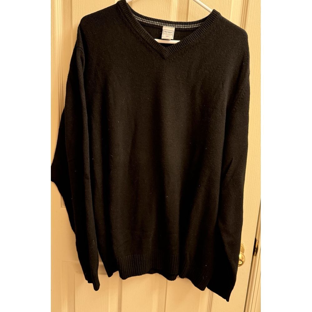 Vintage Old Navy V-Neck Sweater Long Sleeve Black Size 2XL Acrylic/Wool/Nylon